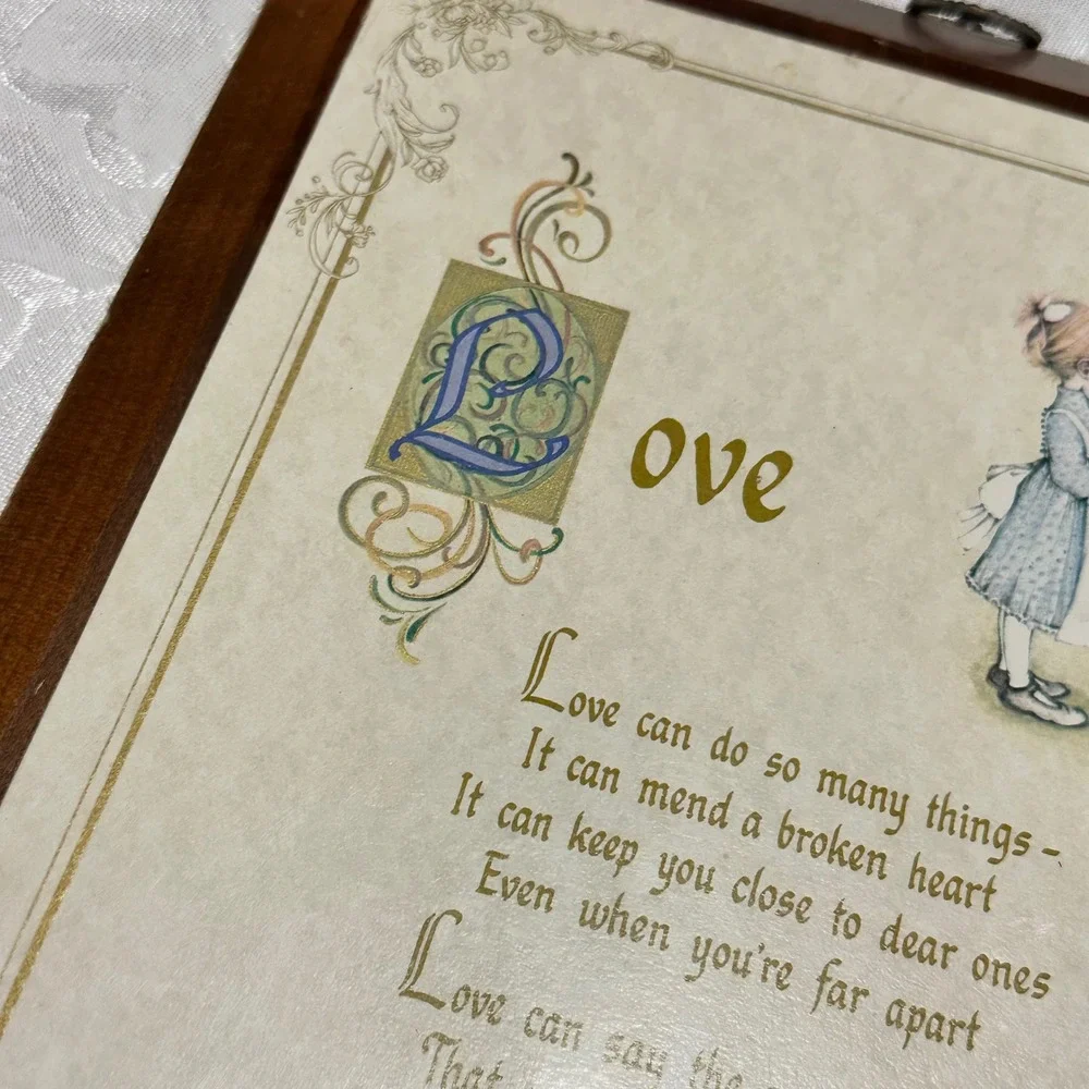 Vintage Holly Hobbie Wood Wall Plaque Brown Vintage 1972 Love Poem Art NIPackage